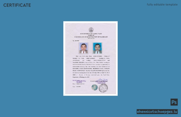 INDIEN, TAMIL NADU: Beispiel einer Heiratsurkunde (Vorschau)